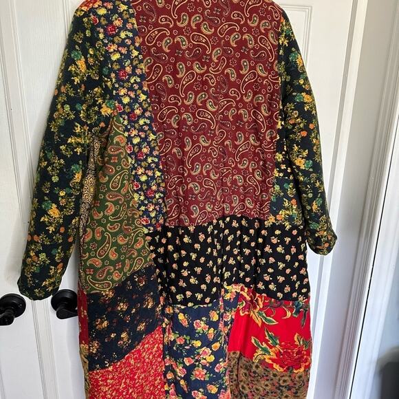 Floral Japanese Boho patchwork Cotton Coat Jacket ONE SIZE small medium large - Picture 4 of 8